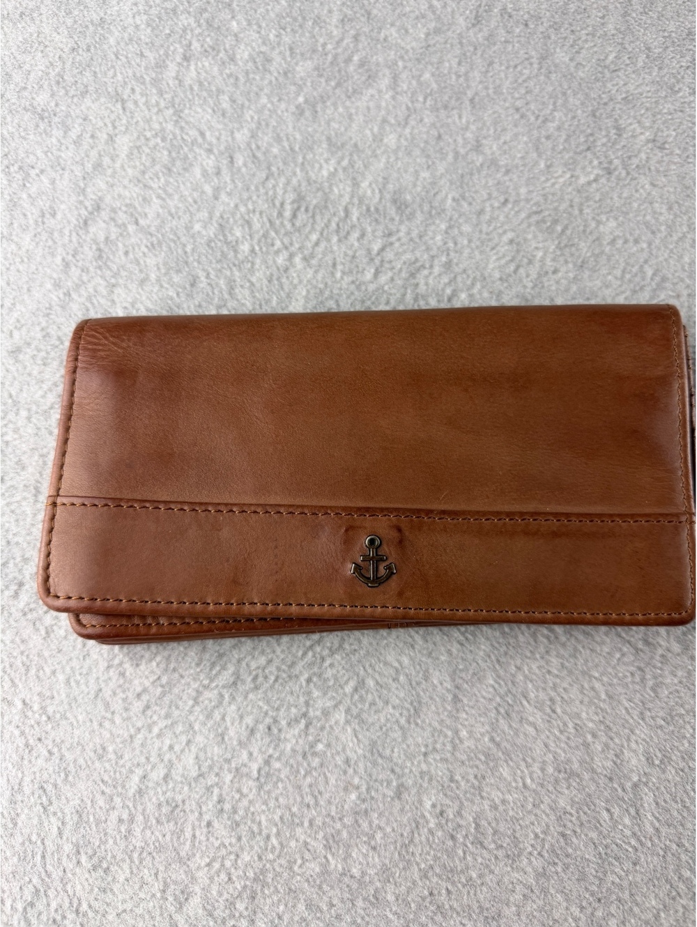 Harbour 2nd Brown Leather Long Wallet Womens Bifold Zip Coin Anchor